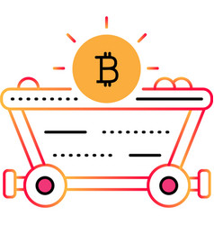 Bitcoin Mining Icon Crypto Coin On Wheelbarrow