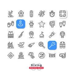 Diving Outline Icons