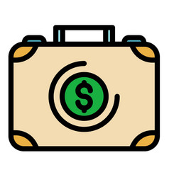 Suitcase With Money Icon Color Outline