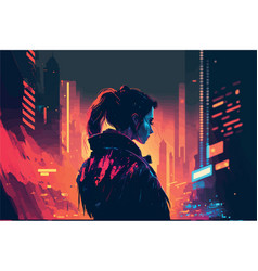 Woman In A Cyberpunk City Dystopic Art Of Modern