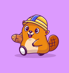 Cute Beaver Construction Cartoon