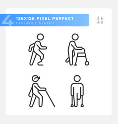 Leg Amputation Linear Icons Set