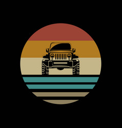 Retro Vintage Sunset Car Off Road