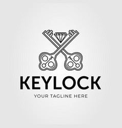 Cross Old Key With Diamond Logo Design