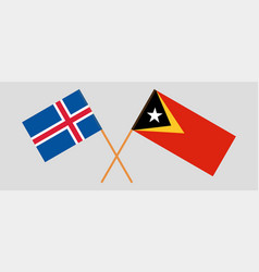 Crossed Flags Of East Timor And Iceland