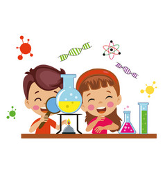 Cute Boy And Girl Doing Science Experiment