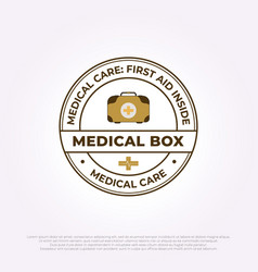 First Aid Kit Emblem Logo Design Icon Medical Box