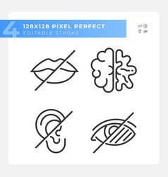 People With Sensory Impairment Linear Icons Set