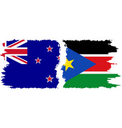 South Sudan And New Zealand Grunge Flags