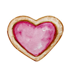 Watercolor Heart Cookie With Pink Glaze