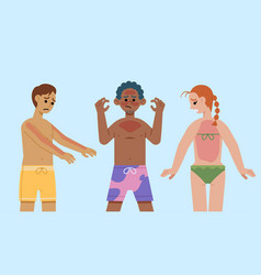 Flat Design People With Sunburn