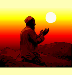 People Praying At Dusk Template