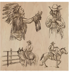 Wild West And Native Americans - An Hand Drawn