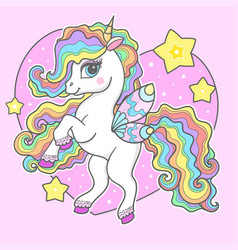 A Beautiful White Unicorn With Rainbow Mane