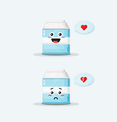 Cute Milk Character With Happy And Sad Expressions