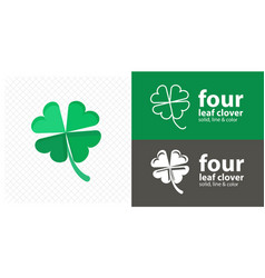 Four Leaf Clover Isolated Flat Clover Leaf Line