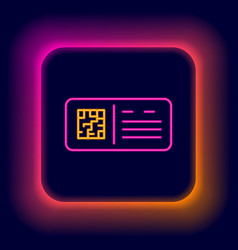 Glowing Neon Line Qr Code Ticket Train Icon