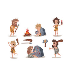 Cartoon Neolithic People Characters