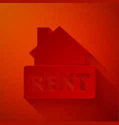 Paper Cut Hanging Sign With Text Rent Icon