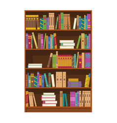 Brown Wooden Bookcase With Books Of Library