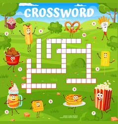 Crossword Quiz Game Grid With Fast Food Characters