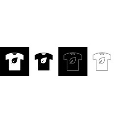 Set Vegan Shirt Icon Isolated On Black And White