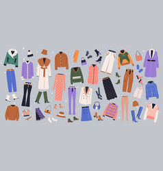 Big Set Of Female Winter Clothing Flat Art