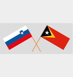 Crossed Flags Of East Timor And Slovenia