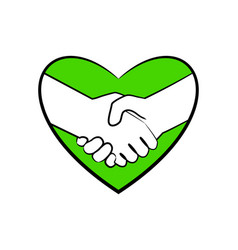 Handshake Two White Hands In Green Heart