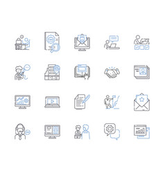 Remote Workforce Line Icons Collection Virtual