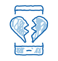 Broken Heart Doodle Icon Hand Drawn