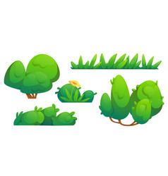 Green Bush And Grass Border Cartoon