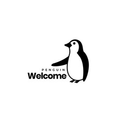 Little Penguin Welcome Cute Cartoon Logo Design