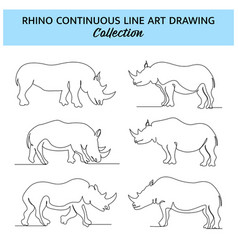 Set Of Rhino Line Design Wildlife Decorative