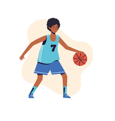 Woman Plays Basketball Flat Design Concept