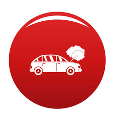 Car In Smoke Icon Red