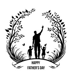 Sketch Silhouette Father And Son On Walk Children