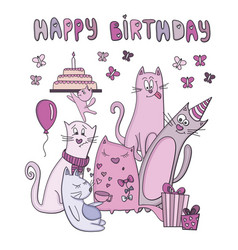 Happy birthday card with pretty rabbits Royalty Free Vector