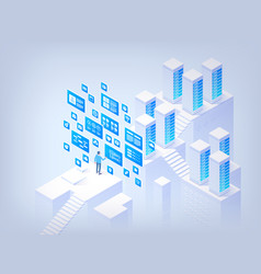 Database Management Concept Of Hi Tech Isometric