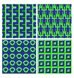 Set Green Blue Optical Illusion Seamless