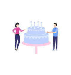 Boy And Girl Looking At Cake