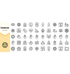 Set Of Chakras Icons Simple Line Art Style