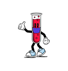 Cute Test Tube With Blood In A Mask Character