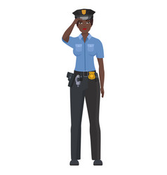 Serious Black Police Woman In Standing Pose