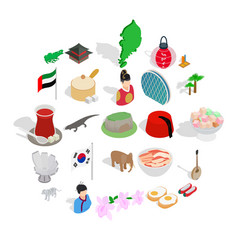 Spirit Of Japan Icons Set Isometric Style