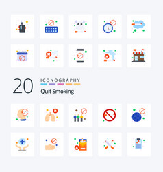 20 Quit Smoking Flat Color Icon Pack Like Block