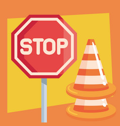 Construction Stop Signal And Cones