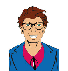 Pop Art Brown Hair Man With Glasses