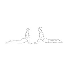 Yoga Cobra Pose Or Bhujangasana Woman And Man