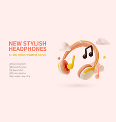 3d New Stylish Headphones Placard Poster Banner